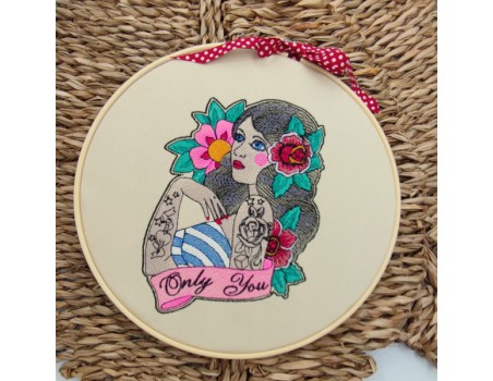 machine embroidery design  rippled pin up rockabilly