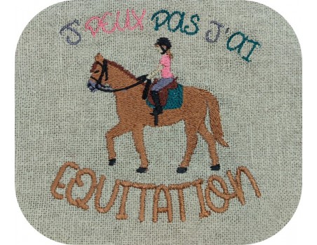 machine embroidery design  i can not horse riding