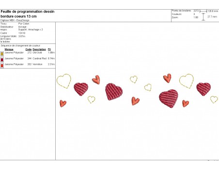 machine embroidery design heart border