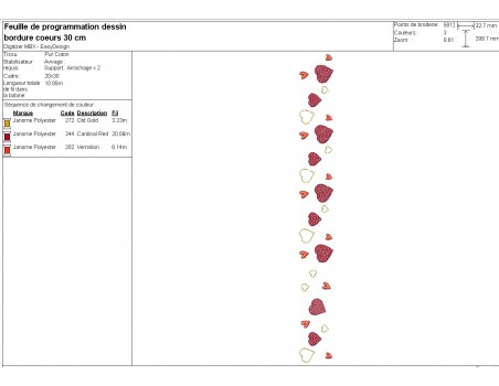 Motif de broderie machine  bordure coeurs