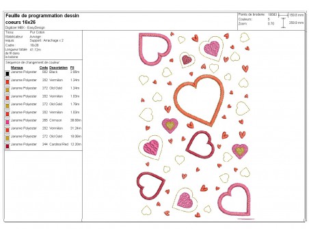 machine embroidery design applique  patchwork of hearts