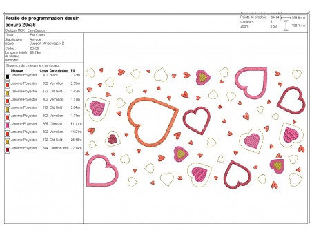 machine embroidery design applique  patchwork of hearts