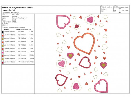 machine embroidery design applique  patchwork of hearts