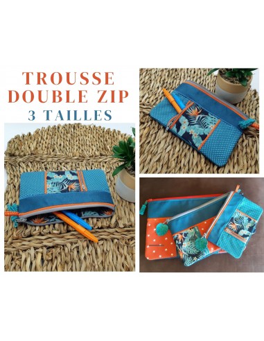 Motif de broderie machine ITH trousse double zip