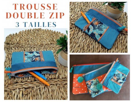 Motif de broderie machine ITH trousse double zip