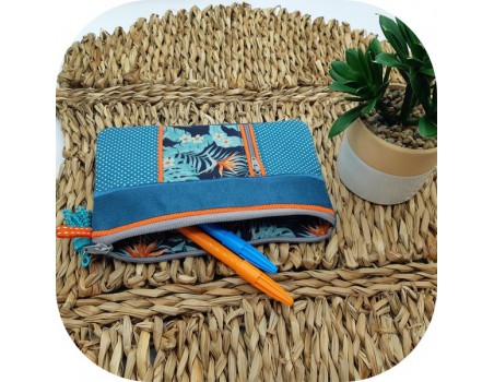 Motif de broderie machine ITH trousse double zip