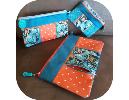 Motif de broderie machine ITH trousse double zip