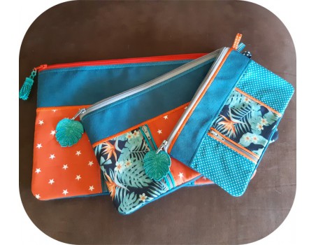 Motif de broderie machine ITH trousse double zip