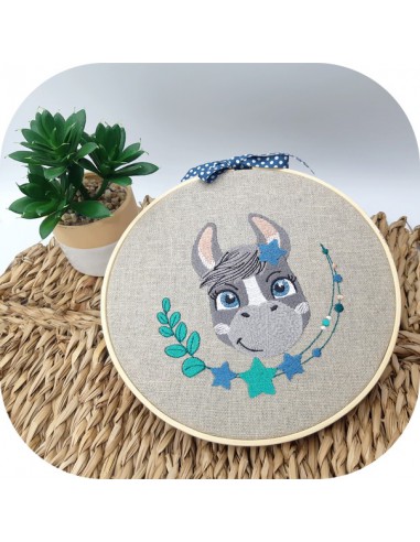 machine embroidery design donkey with star