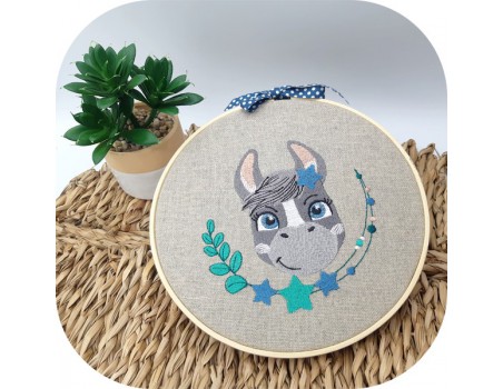 machine embroidery design donkey with star