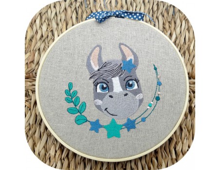 machine embroidery design donkey with star