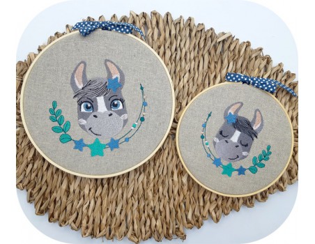 machine embroidery design  sleeping donkey with star