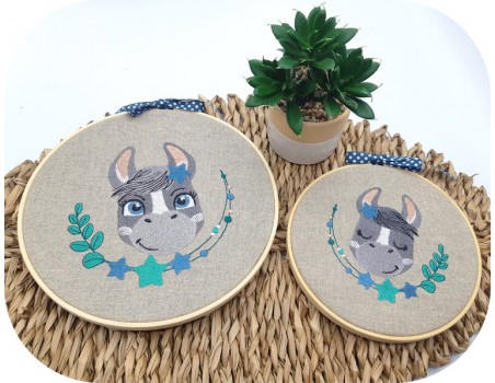 machine embroidery design  sleeping donkey with star