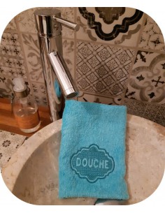 machine embroidery design shower text embossed
