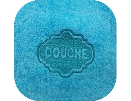 Motif de broderie machine  texte douche en embossage