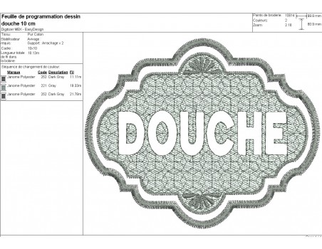 machine embroidery design shower text embossed
