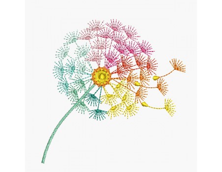 machine embroidery  design dandelion colors