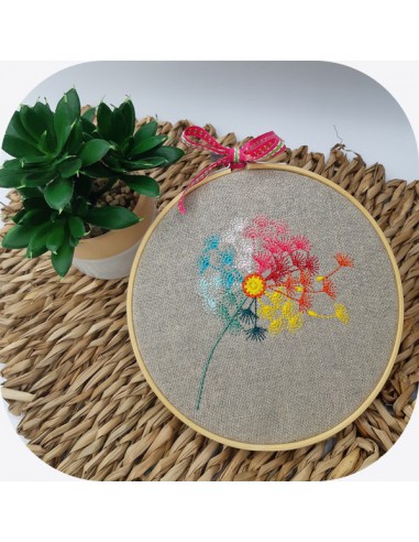 machine embroidery  design dandelion colors