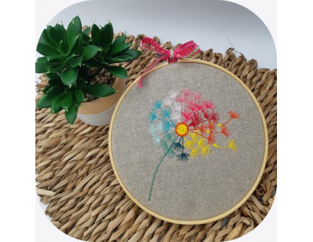 machine embroidery  design dandelion colors