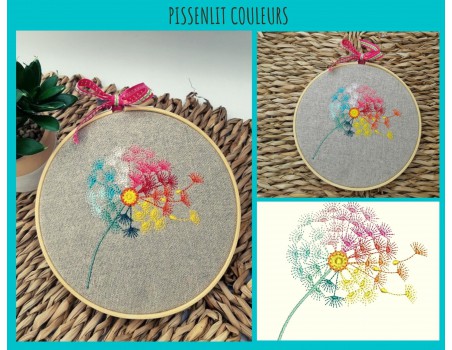 machine embroidery  design dandelion colors