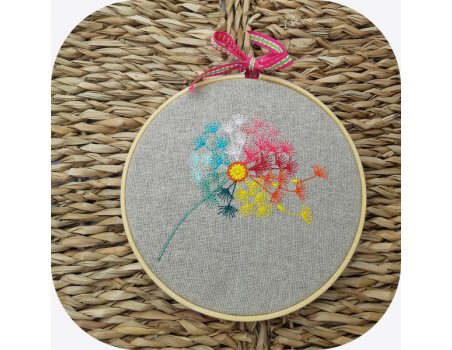 Motif de broderie machine  pissenlit couleurs