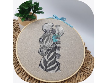 machine embroidery design watercolor zebra