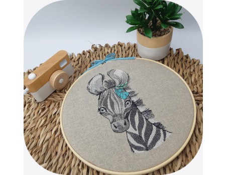 machine embroidery design watercolor zebra