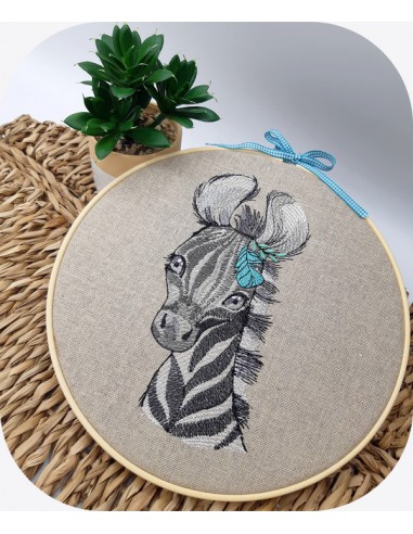 machine embroidery design watercolor zebra