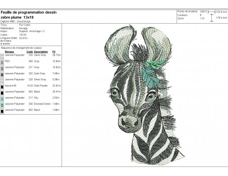 machine embroidery design watercolor zebra