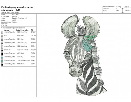 machine embroidery design watercolor zebra