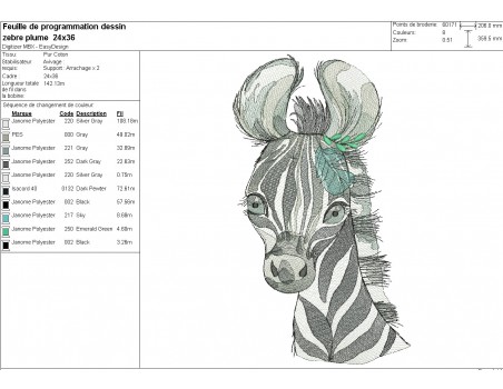 machine embroidery design watercolor zebra