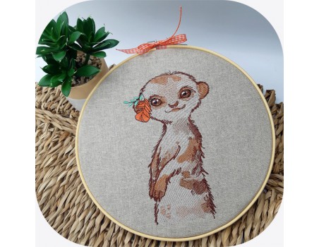 machine embroidery design watercolor lemur