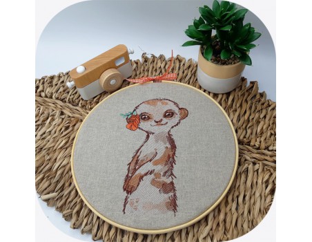 machine embroidery design watercolor lemur