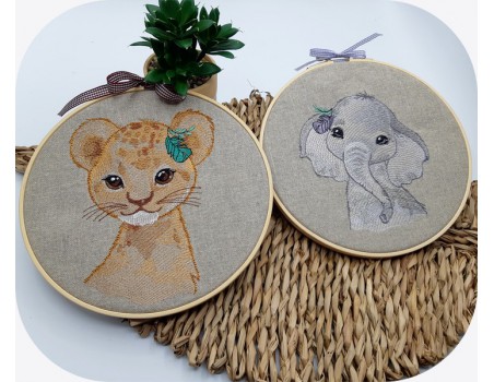 machine embroidery design watercolor lion