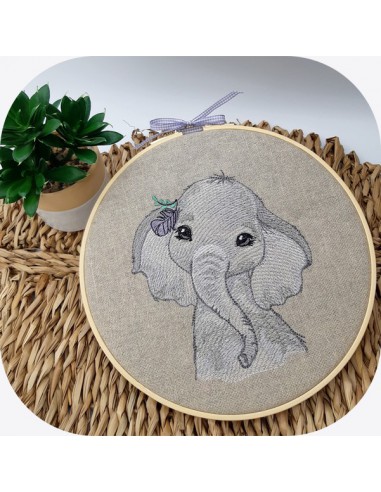 Motif de broderie machine éléphant aquarelle