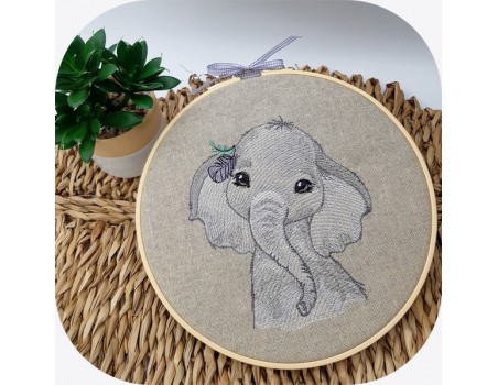 machine embroidery design watercolor elephant