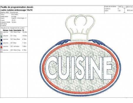 machine embroidery design kitchen text embossed