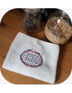 Motif de broderie machine  texte chef en embossage