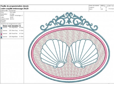machine embroidery design scallop shell embossed