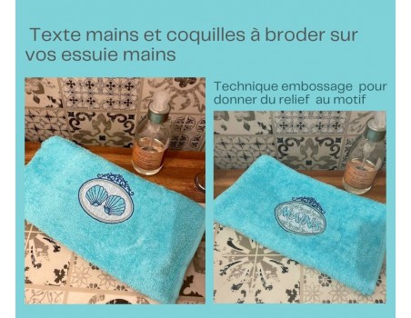 Motif de broderie machine  texte mains en embossage