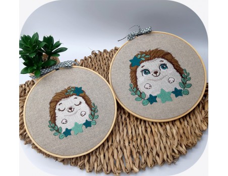 machine embroidery design  sleeping hedgehog with star