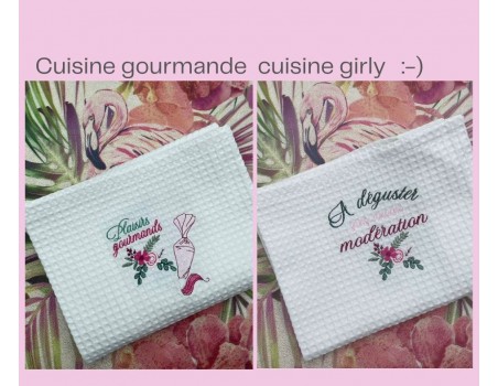 machine embroidery design shabby kitchen text to taste