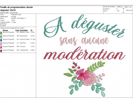 machine embroidery design shabby kitchen text to taste