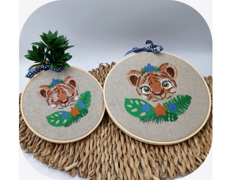 machine embroidery design tiger with star