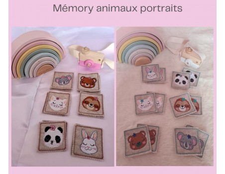 Motif de broderie machine ITH memory 2  animaux portraits garçons