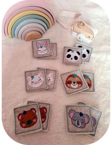 Motif de broderie machine ITH memory 2  animaux portraits garçons