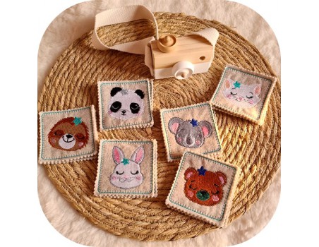 Motif de broderie machine ITH memory 2  animaux portraits garçons