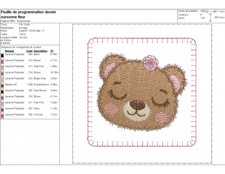 machine embroidery design ith flower animal heads girl montessori memory 2