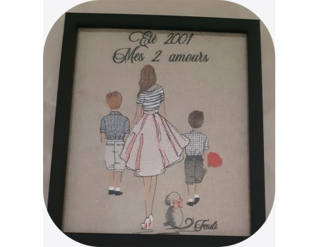 machine embroidery design  rippled mother and her sons