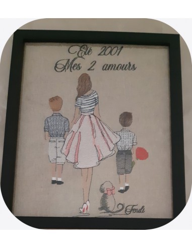 machine embroidery design  rippled mother and her sons